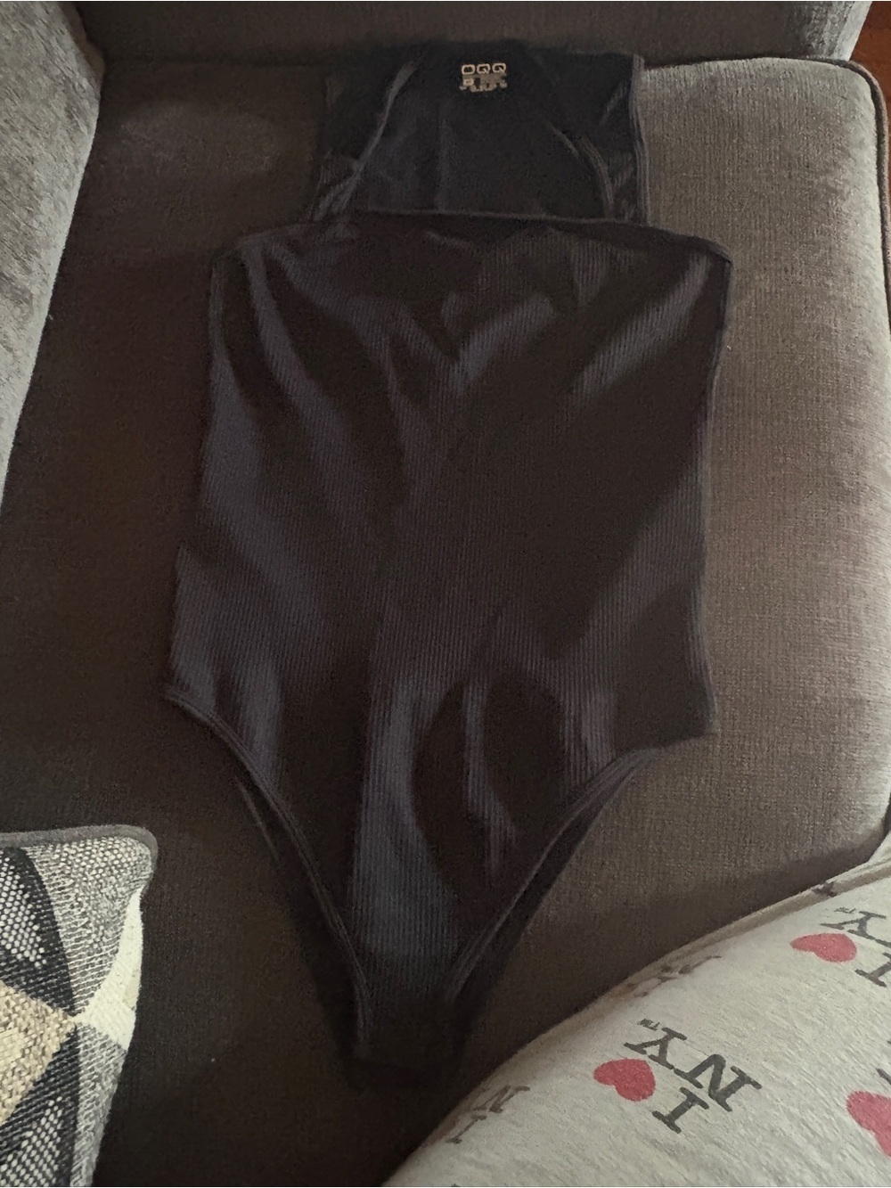 Black Ribbed Strapless Bodysuit - Women
